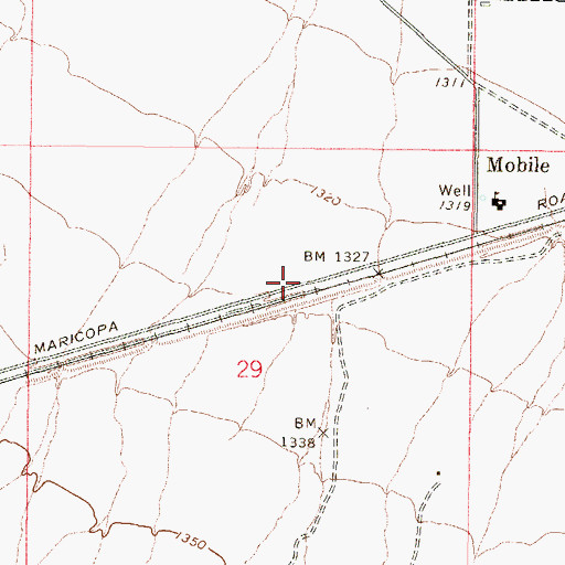 Topographic Map of Mobile Railroad Station, AZ