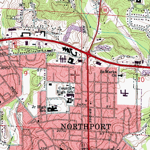 Topographic Map of Birdway Drive, AL
