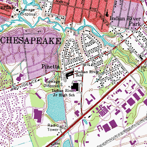 Topographic Map of Indian River School, VA