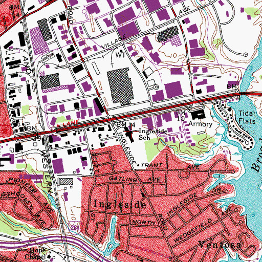Topographic Map of Ingleside Elementary School, VA