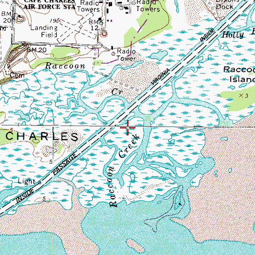 Topographic Map of Intracoastal Waterway, VA