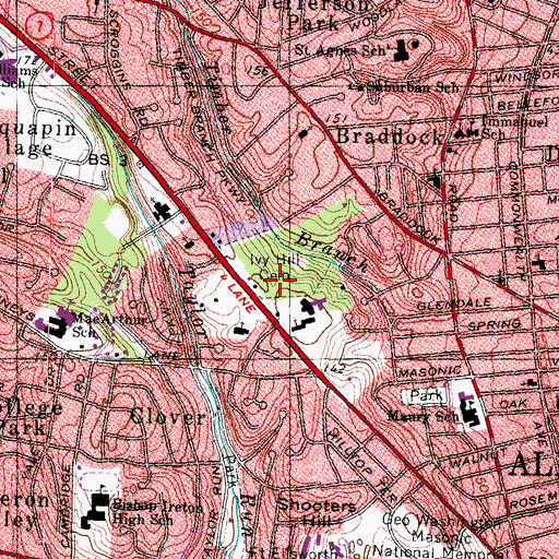 Topographic Map of Ivy Hill Cemetery, VA