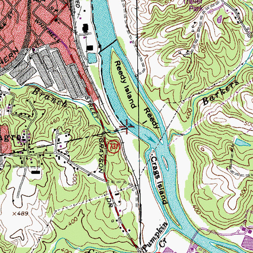 Topographic Map of Jackson Branch, VA