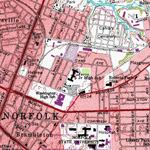 Topographic Map of Jacox Elementary School, VA