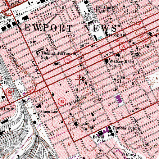 Topographic Map of John Marshall Elementary School, VA