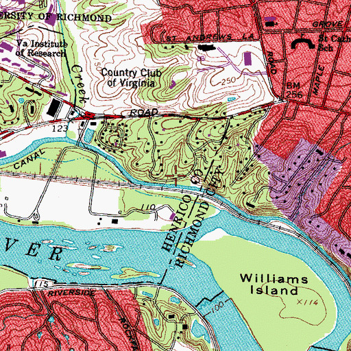 Topographic Map of James River and Kanawha Canal, VA