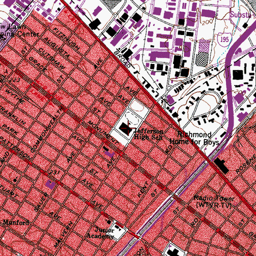 Topographic Map of Thomas Jefferson High School, VA