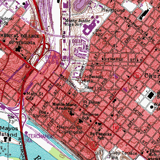 Topographic Map of Jefferson Park, VA