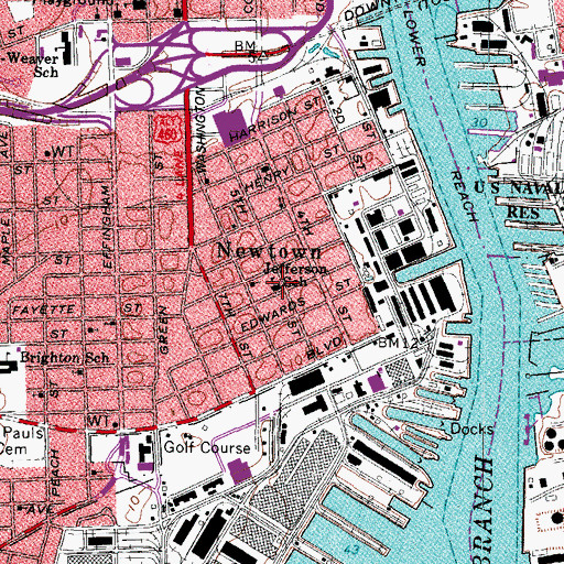 Topographic Map of Jefferson School, VA