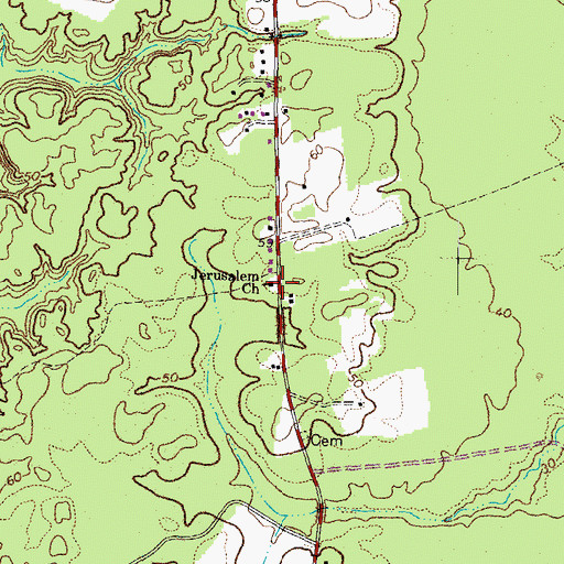 Topographic Map of Jerusalem Church, VA