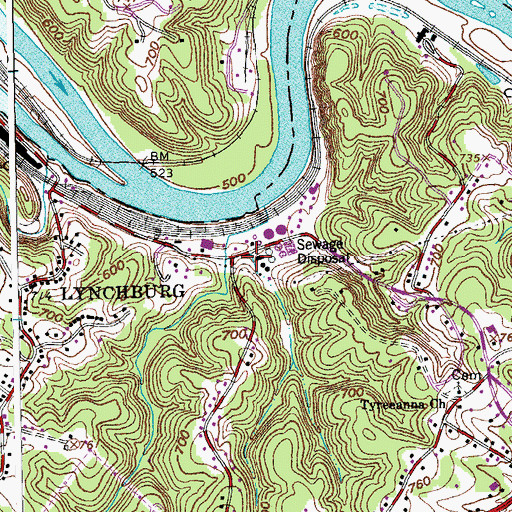 Topographic Map of Joes Branch, VA