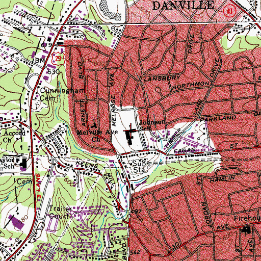 Topographic Map of G L H Johnson Elementary School, VA