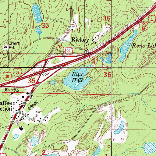 Topographic Map of Blue Hole, AL