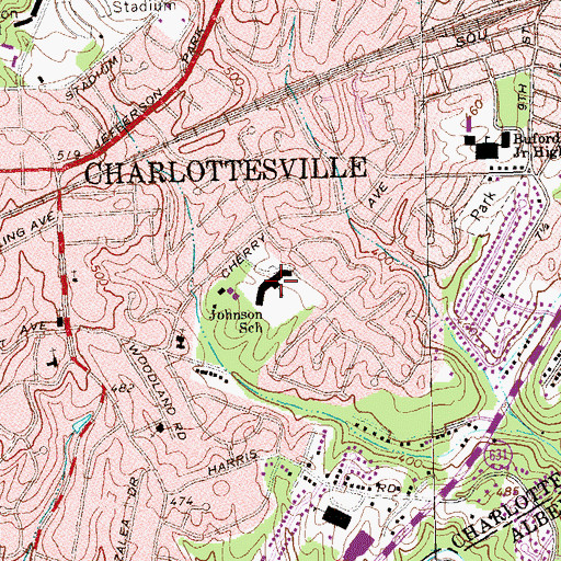 Topographic Map of Johnson Elementary School, VA