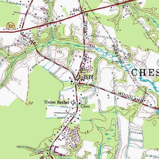 Topographic Map of Jolliff, VA