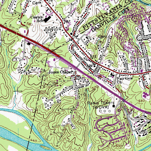 Topographic Map of Jones Chapel, VA
