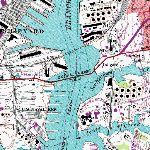 Topographic Map of Jordan Bridge, VA