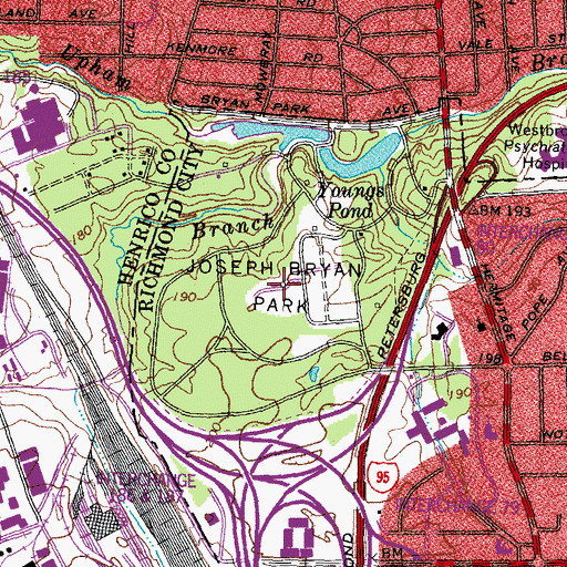 Topographic Map of Joseph Byran Park, VA