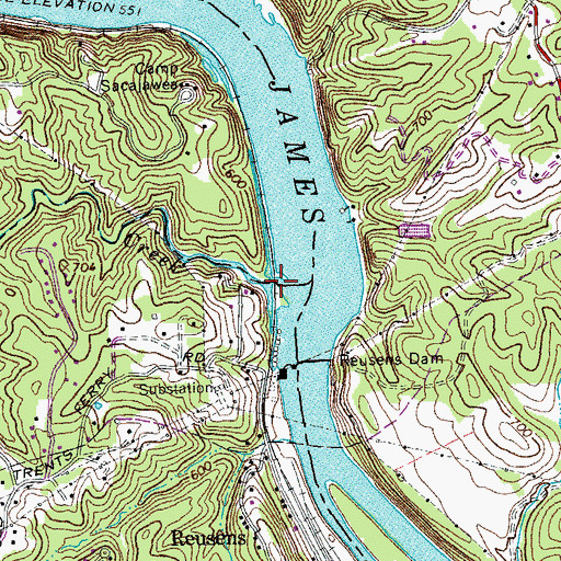 Topographic Map of Judith Creek, VA