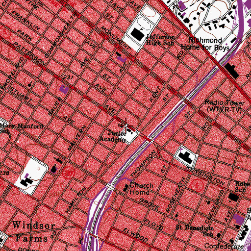 Topographic Map of Richmond Academy of Seventh Day Adventists, VA