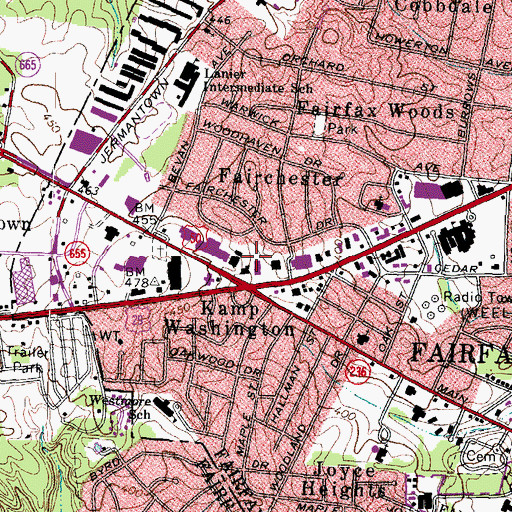 Topographic Map of Kamp Washington, VA