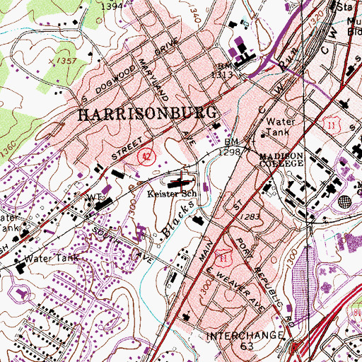 Topographic Map of W H Keister Elementary School, VA