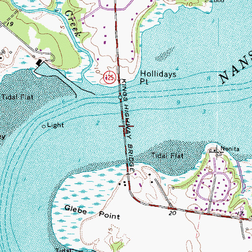 Topographic Map of Kings Highway Bridge, VA