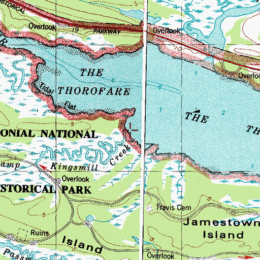 Topographic Map of Kingsmill Creek, VA
