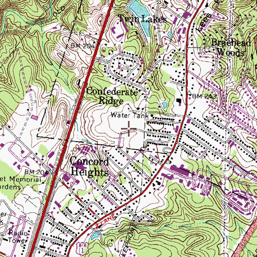 Topographic Map of Lafayette Upper Elementary School, VA