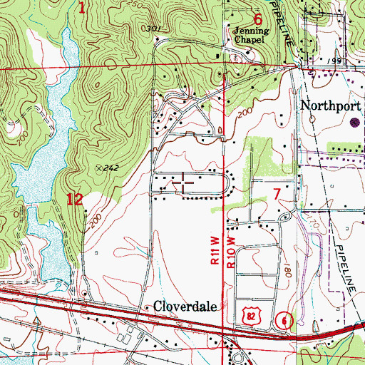Topographic Map of Booth Estates, AL