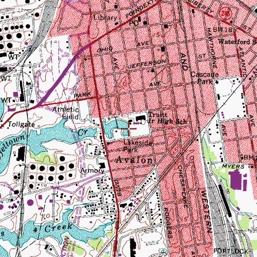 Topographic Map of Lakeside Park, VA