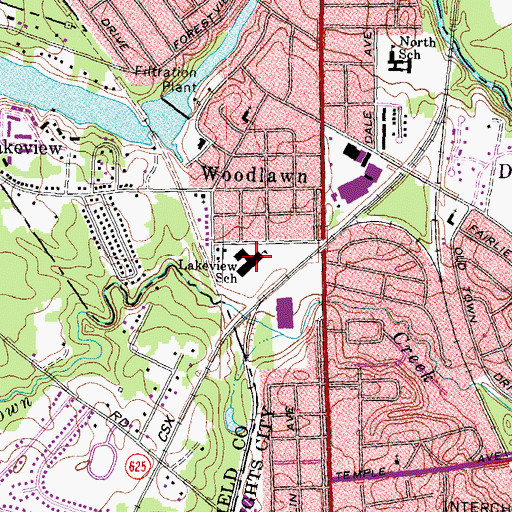 Topographic Map of Lakeview Elementary School, VA