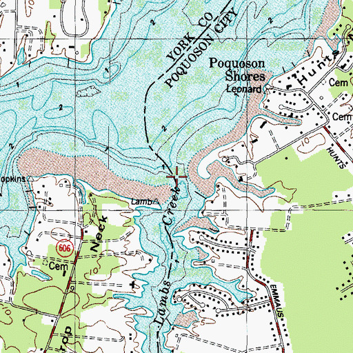 Topographic Map of Lambs Creek, VA