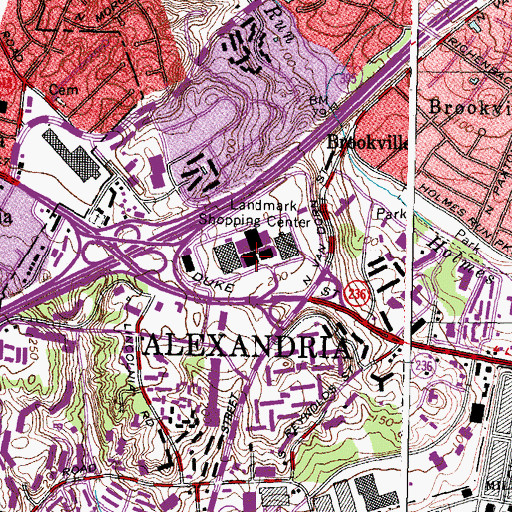 Topographic Map of Landmark Shopping Center, VA