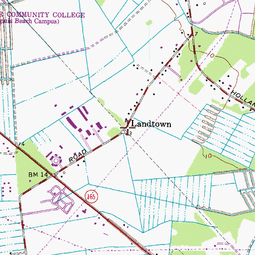 Topographic Map of Landtown, VA