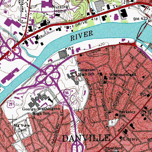 Topographic Map of Langston High School, VA