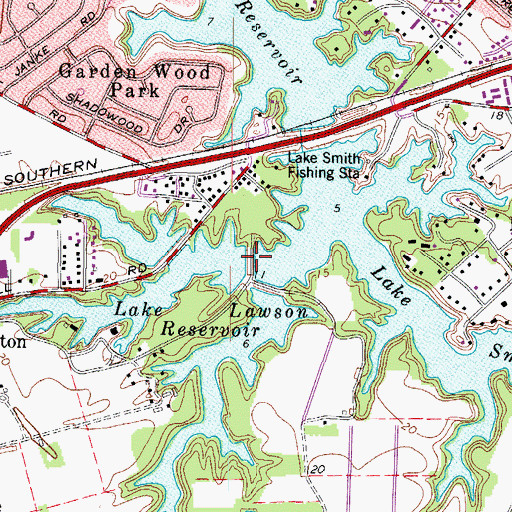 Topographic Map of Lake Lawson, VA