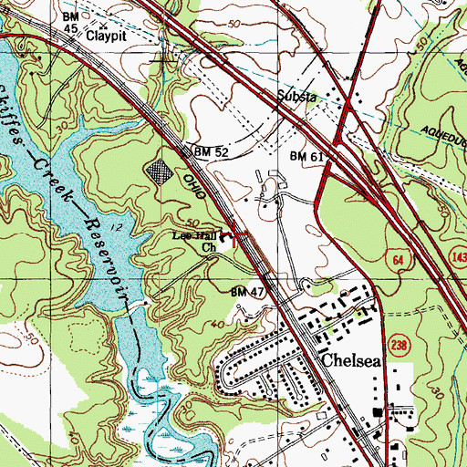 Topographic Map of Lee Hall Church, VA