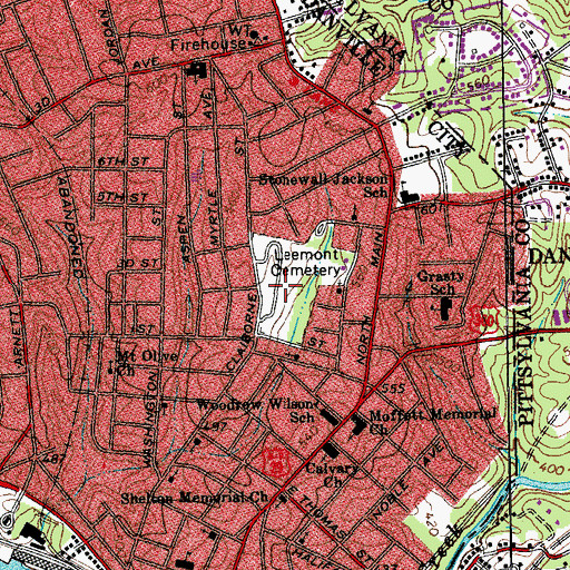 Topographic Map of Leemont Cemetery, VA