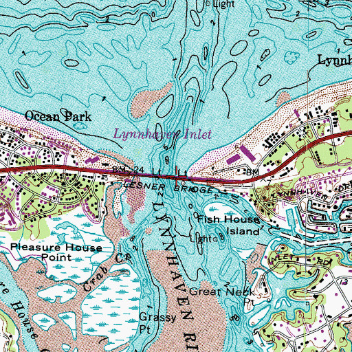 Topographic Map of Lesner Bridge, VA