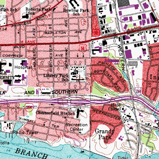 Topographic Map of Liberty Park School, VA