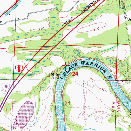 Topographic Map of Bozeman Landing, AL