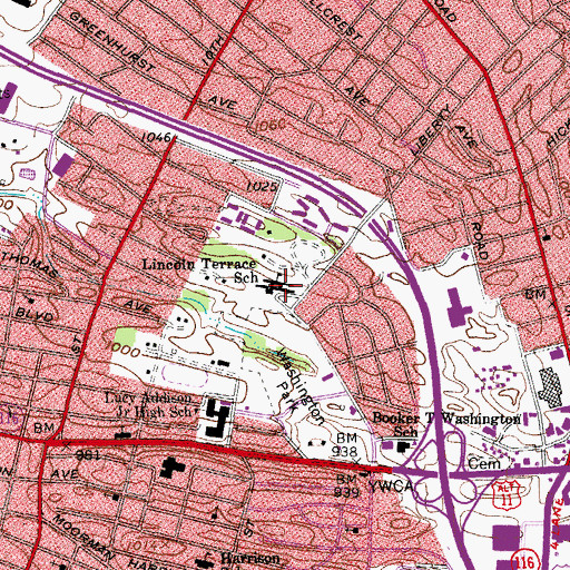 Topographic Map of Lincoln Terrace Elementary School, VA
