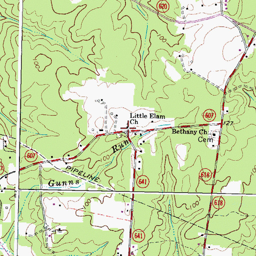 Topographic Map of Little Elam Church, VA