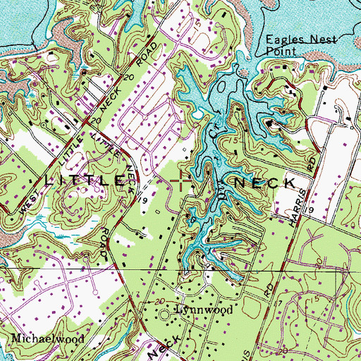 Topographic Map of Little Neck, VA