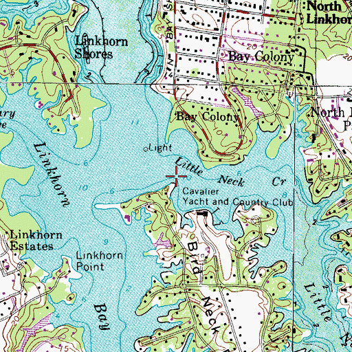 Topographic Map of Little Neck Creek, VA