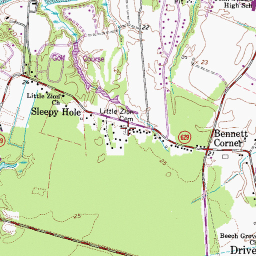 Topographic Map of Little Zion Cemetery, VA