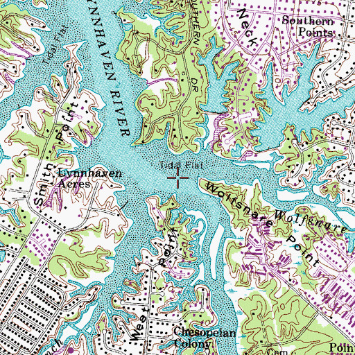 Topographic Map of London Bridge Creek, VA