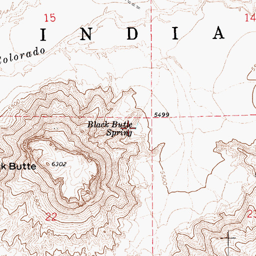 Topographic Map of Black Butte Spring, AZ