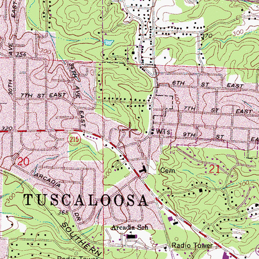 Topographic Map of Briarwood, AL